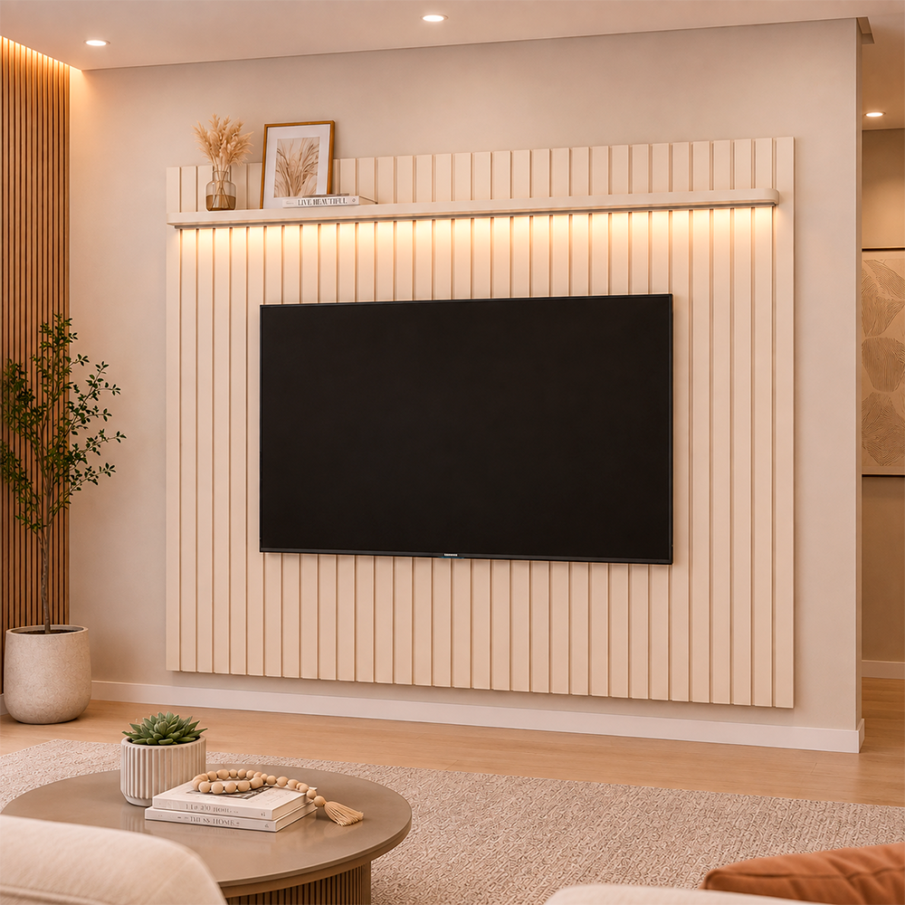 Painel Ripado Slim Modular 2.3 Tucumã Off White JB Bechara