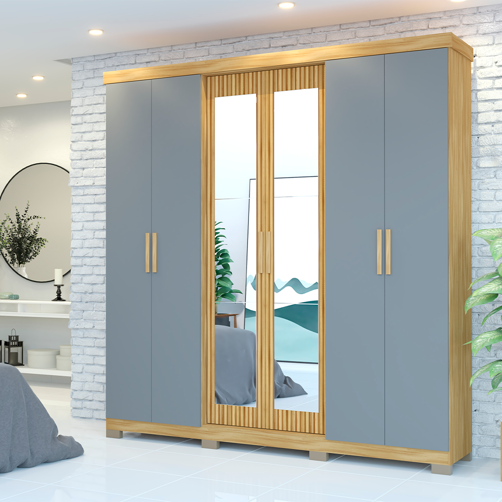 Roupeiro 6 Portas Freijo Grafite Argos Avelan