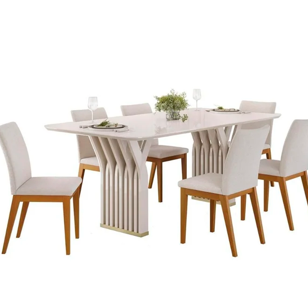 Mesa Yara T Chanf Curvo Mad/Vd Cedro/Off White DJ MOVEIS