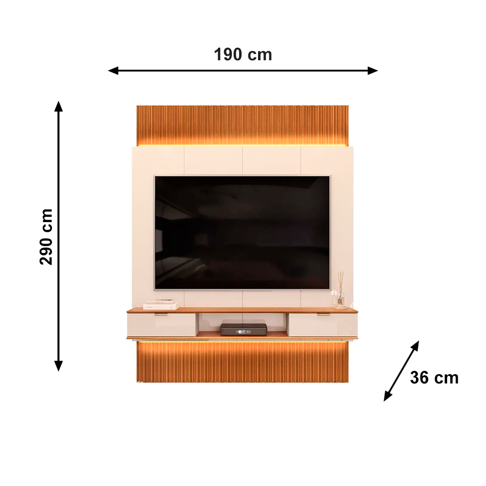 Painel Extensivel Hit 190 Freijo/Off White DJ Moveis