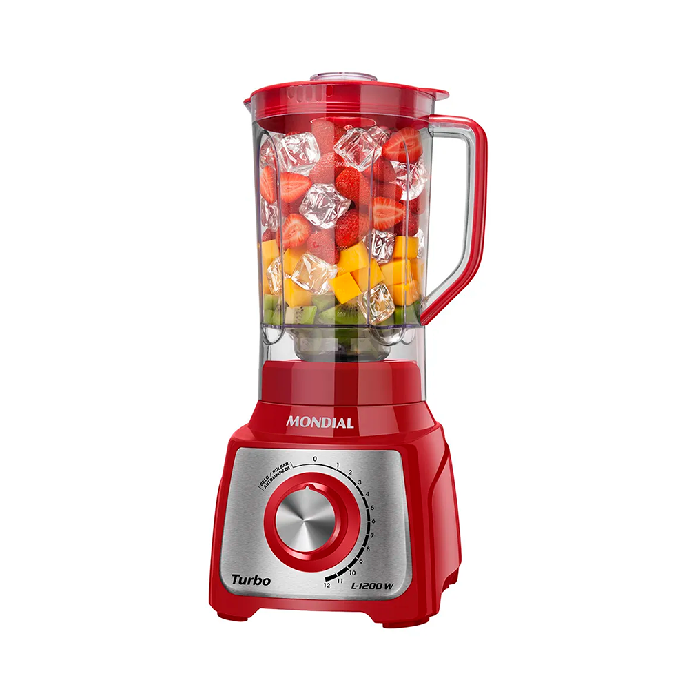 Liquidificador 12V Turbo L-1200 Vermelho/Inox Mondial