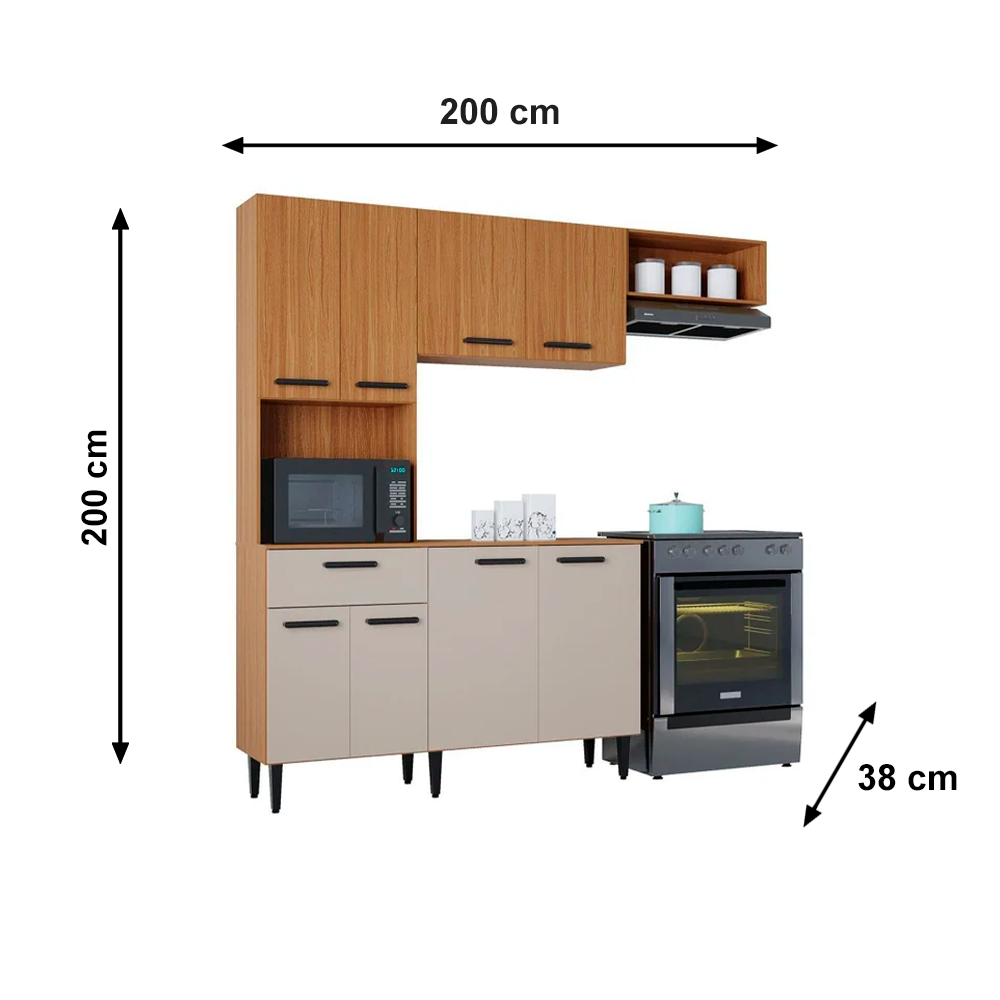 Cozinha Dora 10P 1G C/Balcão Dm Ripado/Off White Poquema