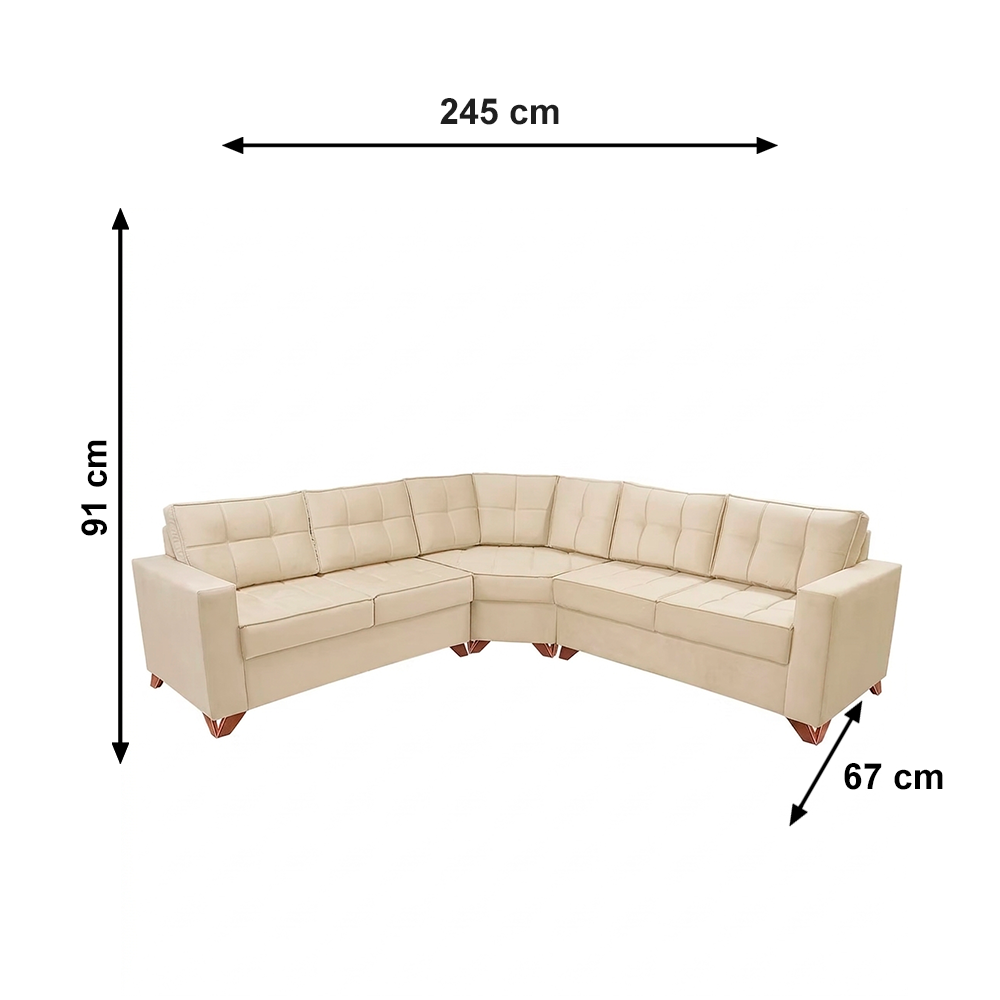 Sofa de Canto Malta Veludo Marfim J.A ESTOFADOS