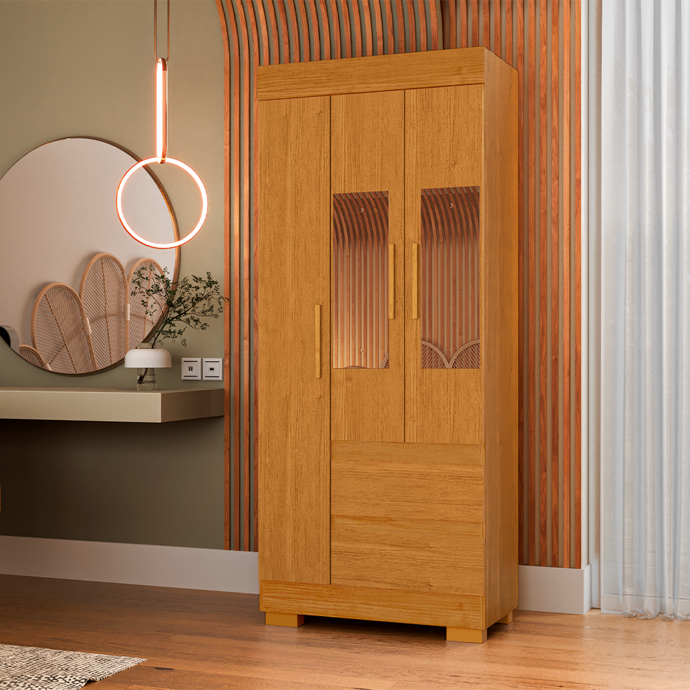 Roupeiro Maya 3P MDP Cinamomo ACP MOVEIS