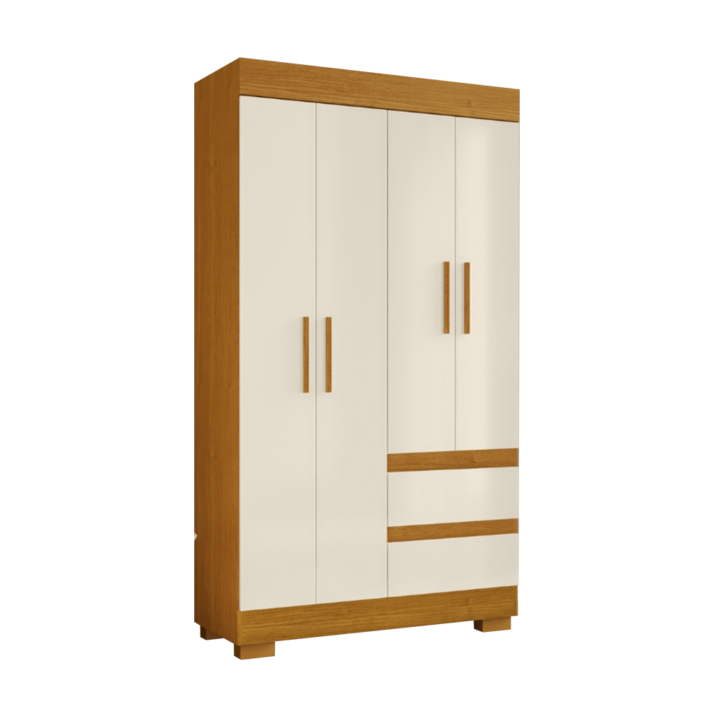 Roupeiro Maya 4 Portas MDP Cinamomo/Off White ACP Moveis 