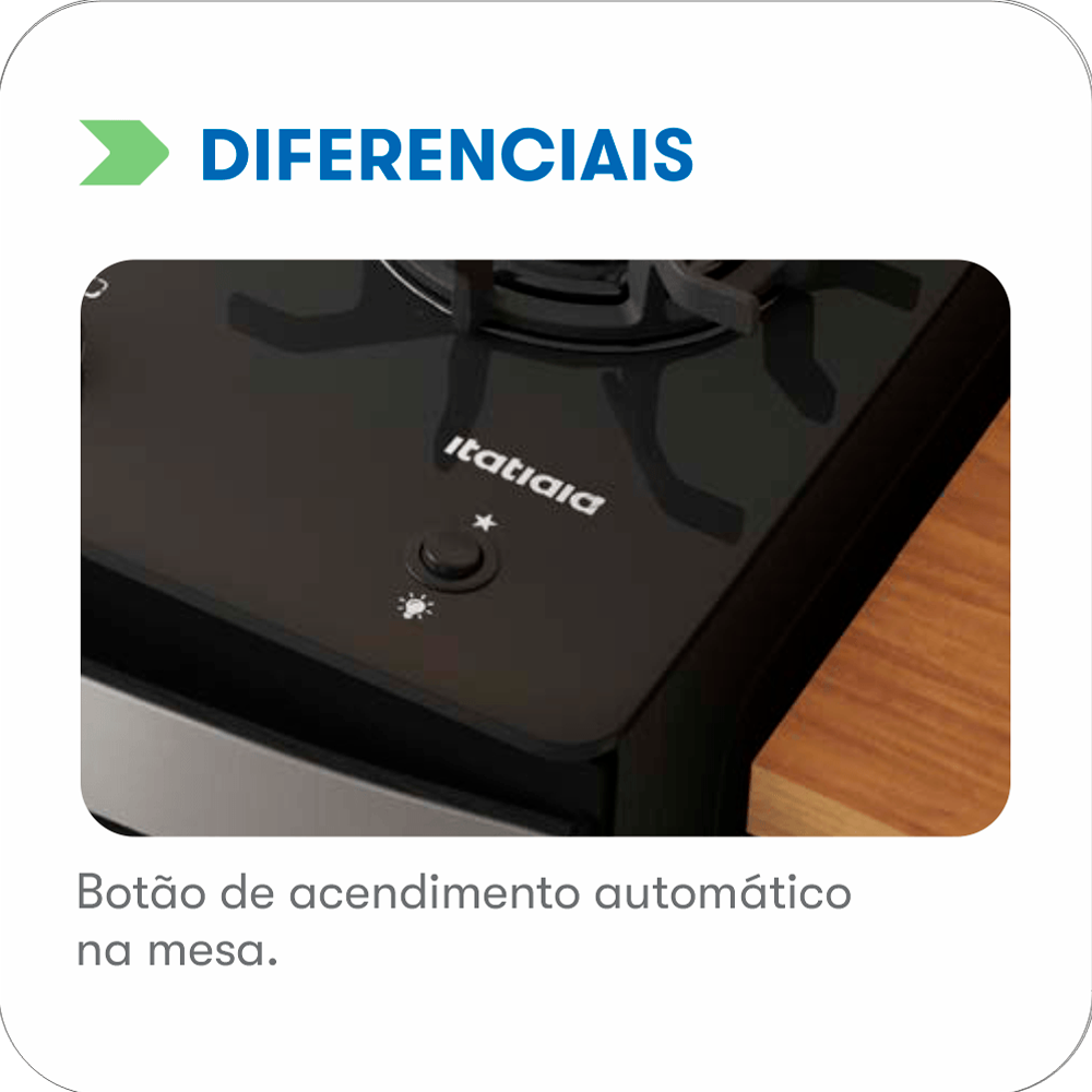 Fogao 4B ITAGLASS Plus Preto ITATIAIA 