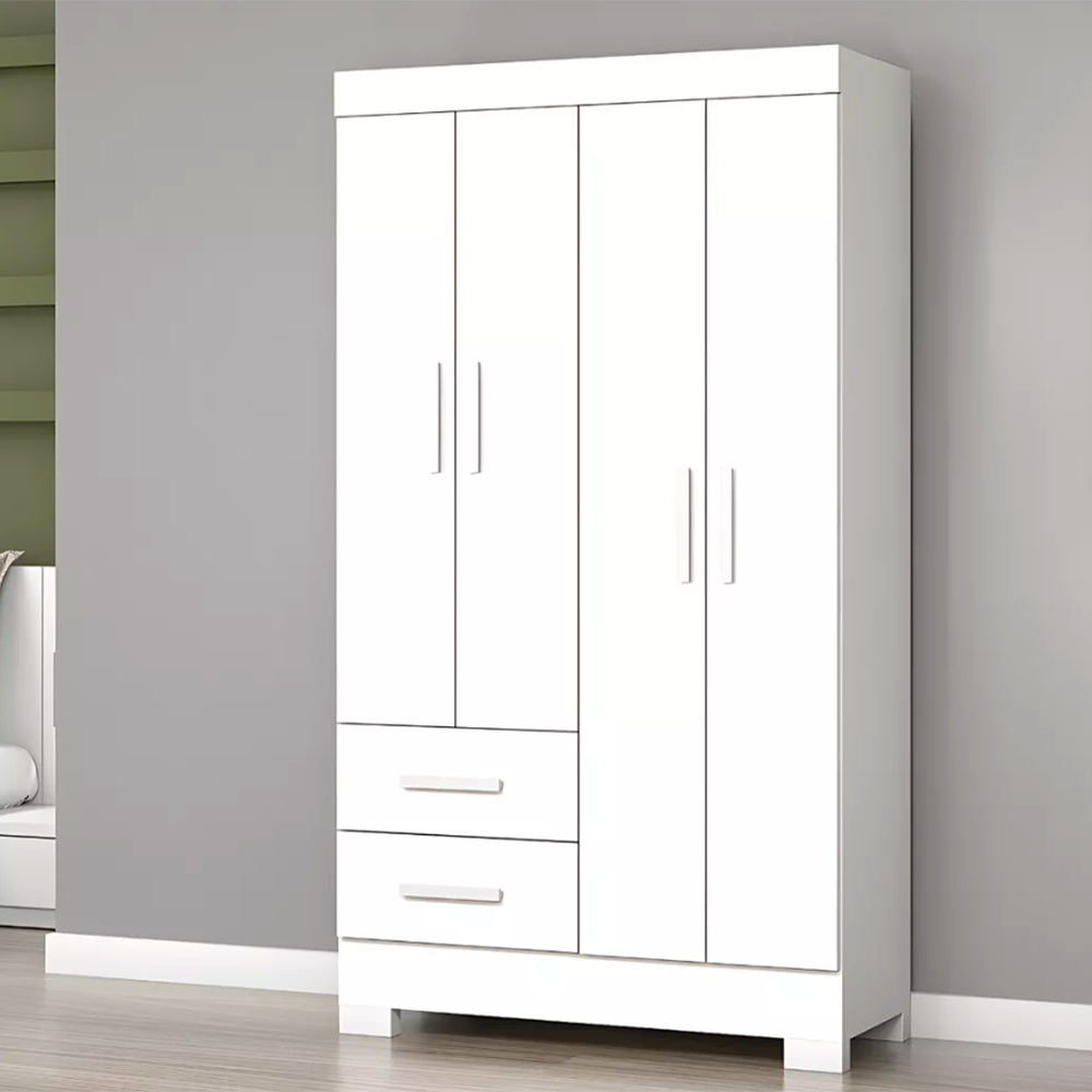 Roupeiro 4 Portas Olimpio com Pé Branco Josan