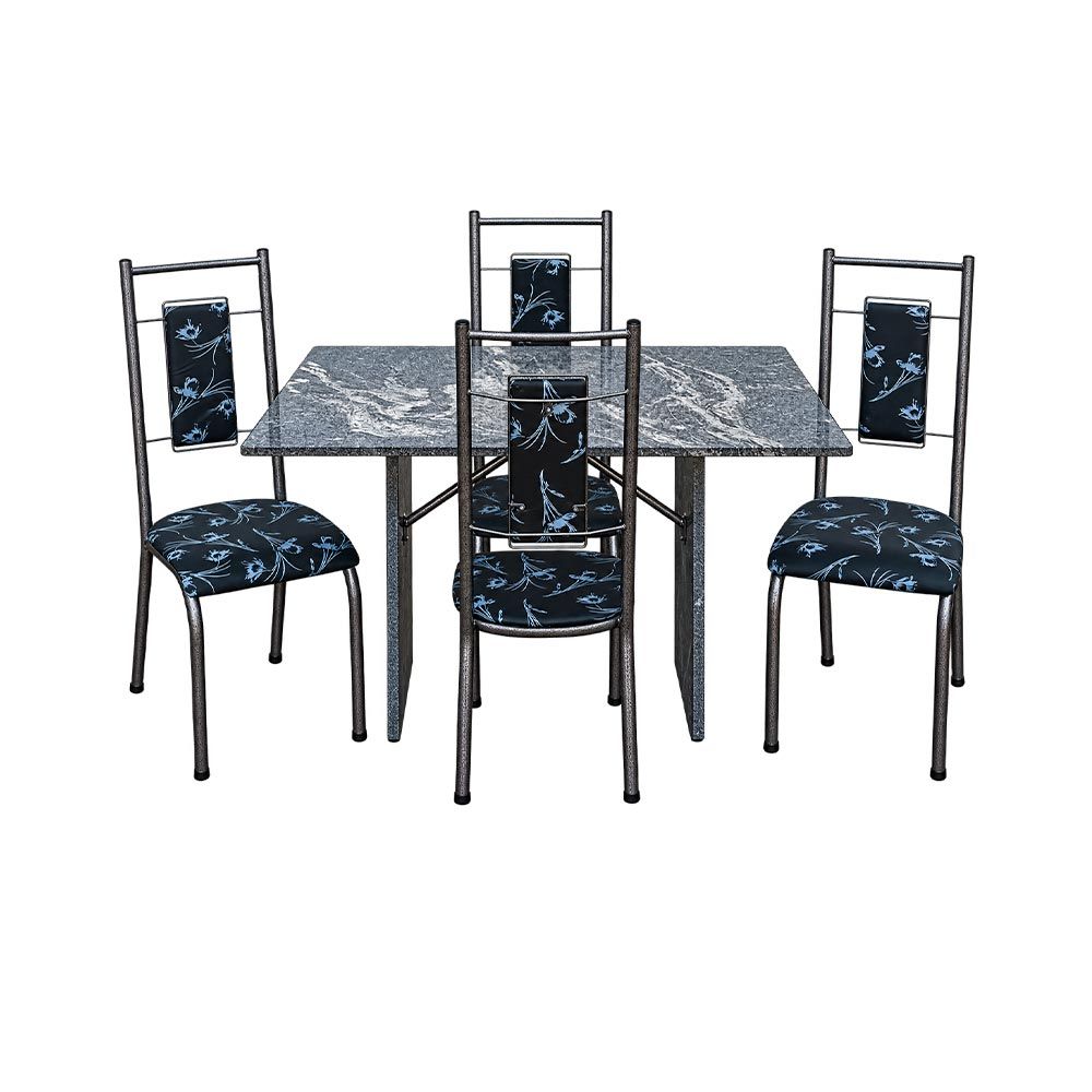 Mesa 4 Cadeiras Paris N39 Granito Luxo Aço Coelho
