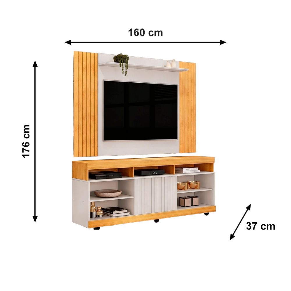 Rack Dili 160 Com Painel Trend Cedro/Bali DJ MOVEIS