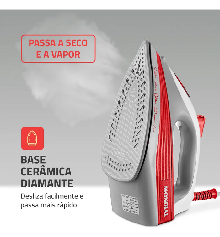 Ferro A Vapor FVN-0-O Vermelho Mondial