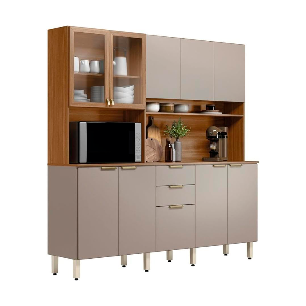Kit Cozinha Compacta 10 Portas 2 Gavetas Amora Amendola/Marsala Prime TX Demobile