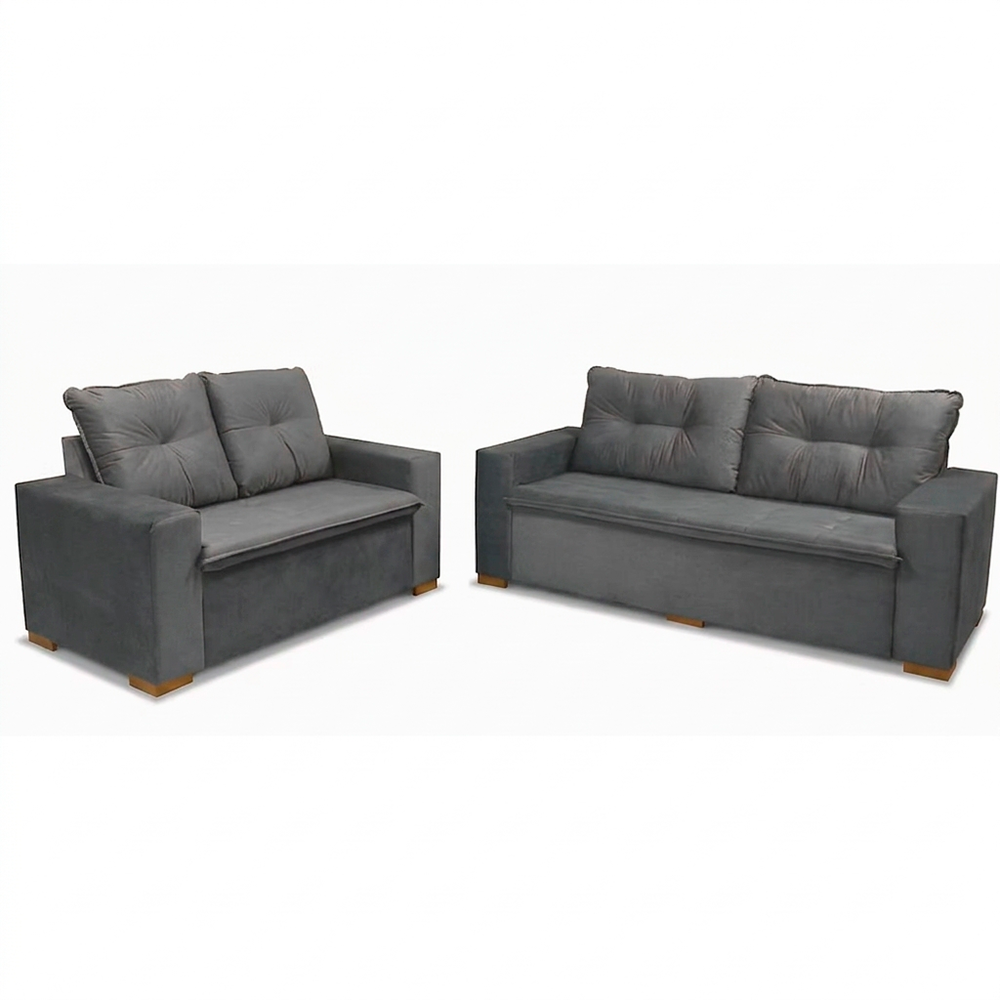 Conjunto Sofa Icaro Cinza JA ESTOFADOS