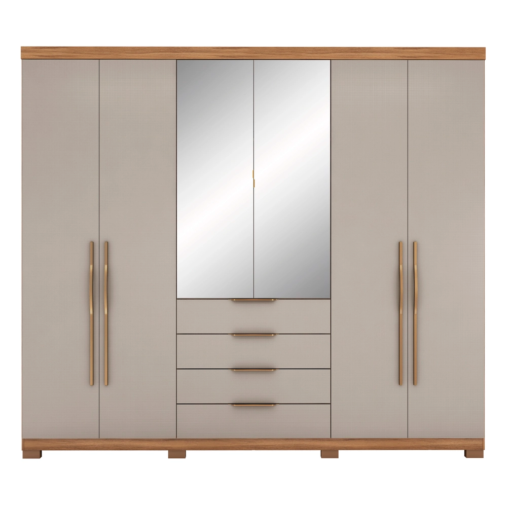 Roupeiro 6 Portas Giardino C/Pés Amendola/Nude Prime TX Demobile