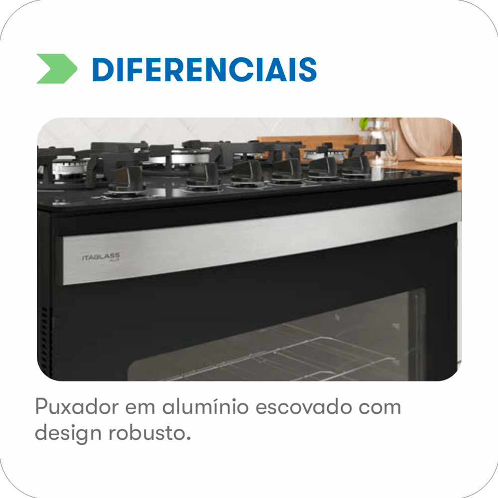 Fogao 4B ITAGLASS Plus Preto ITATIAIA 