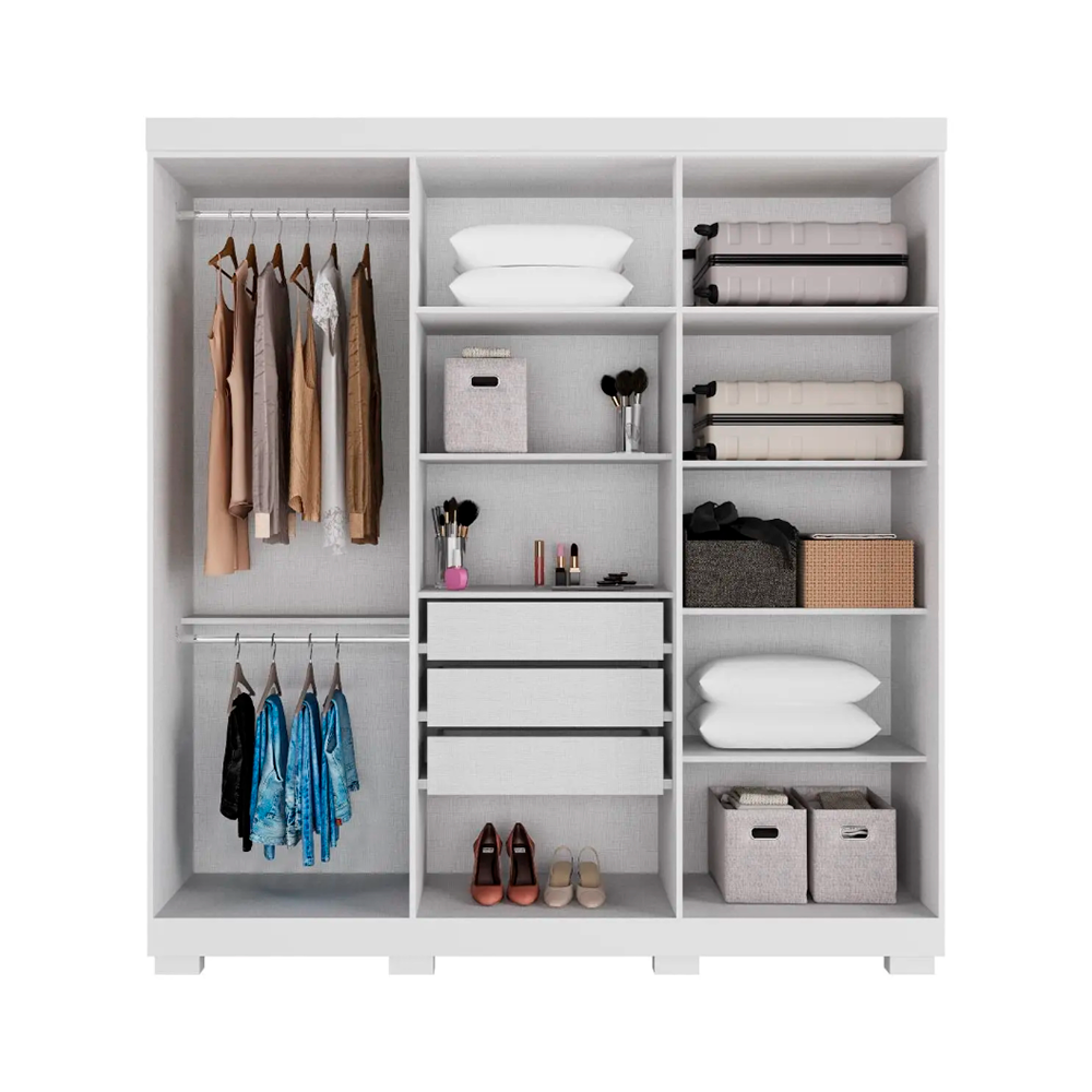 Roupeiro Agata 6 Portas MDP com Espelho Branco ACP Moveis