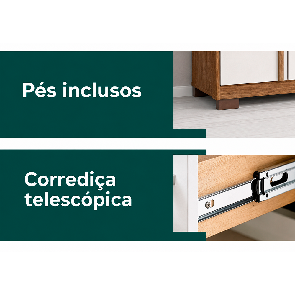 Roupeiro Safira 10 Portas Plus com Pés Cinamomo/Off White Josan