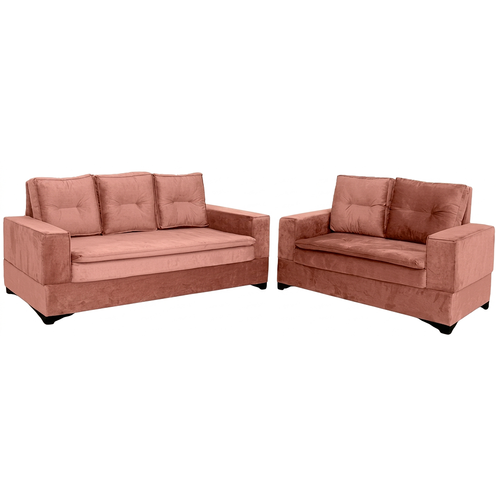 Conjunto de Sofa 2x3L Valencia Veludo Rose T03 JW Estofados