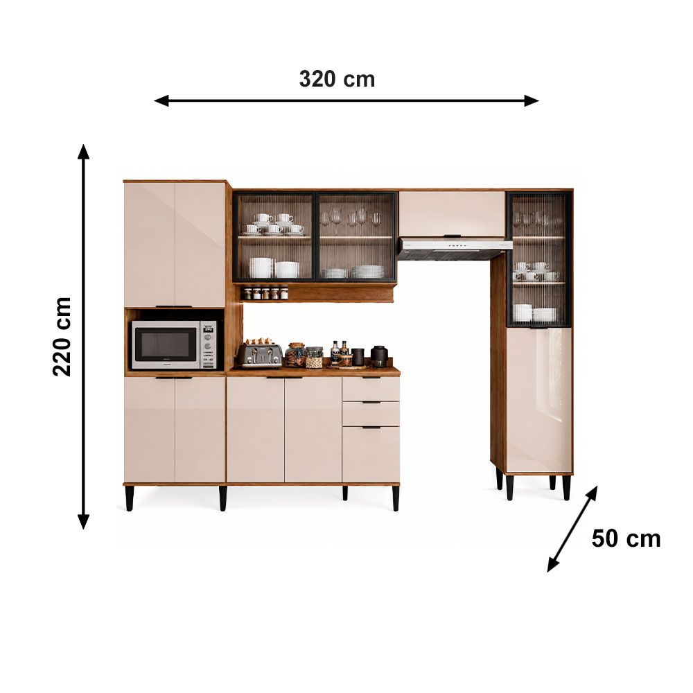 Cozinha Completa Alfa Freijo/Off White Carraro