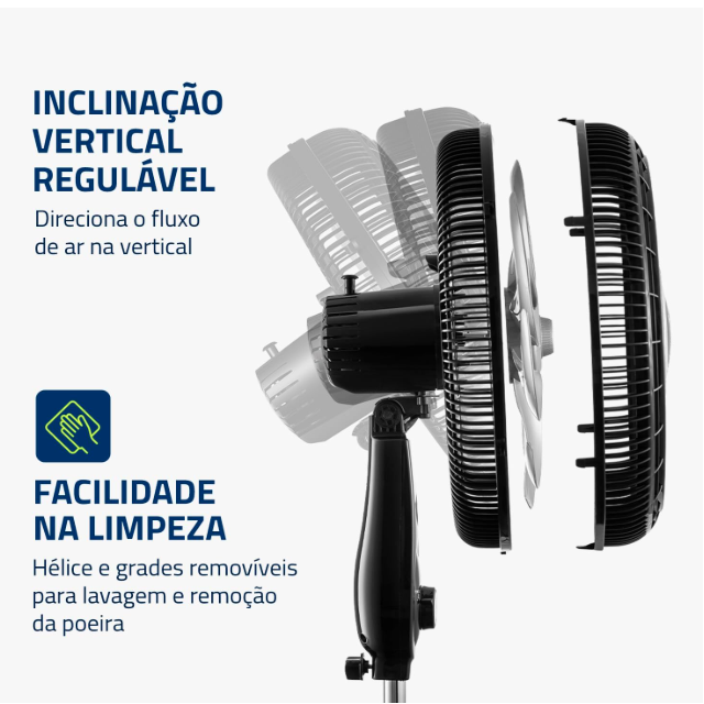 Ventilador de Coluna 40cm VSP-40C-NB Superpower Preto/Prata Mondial
