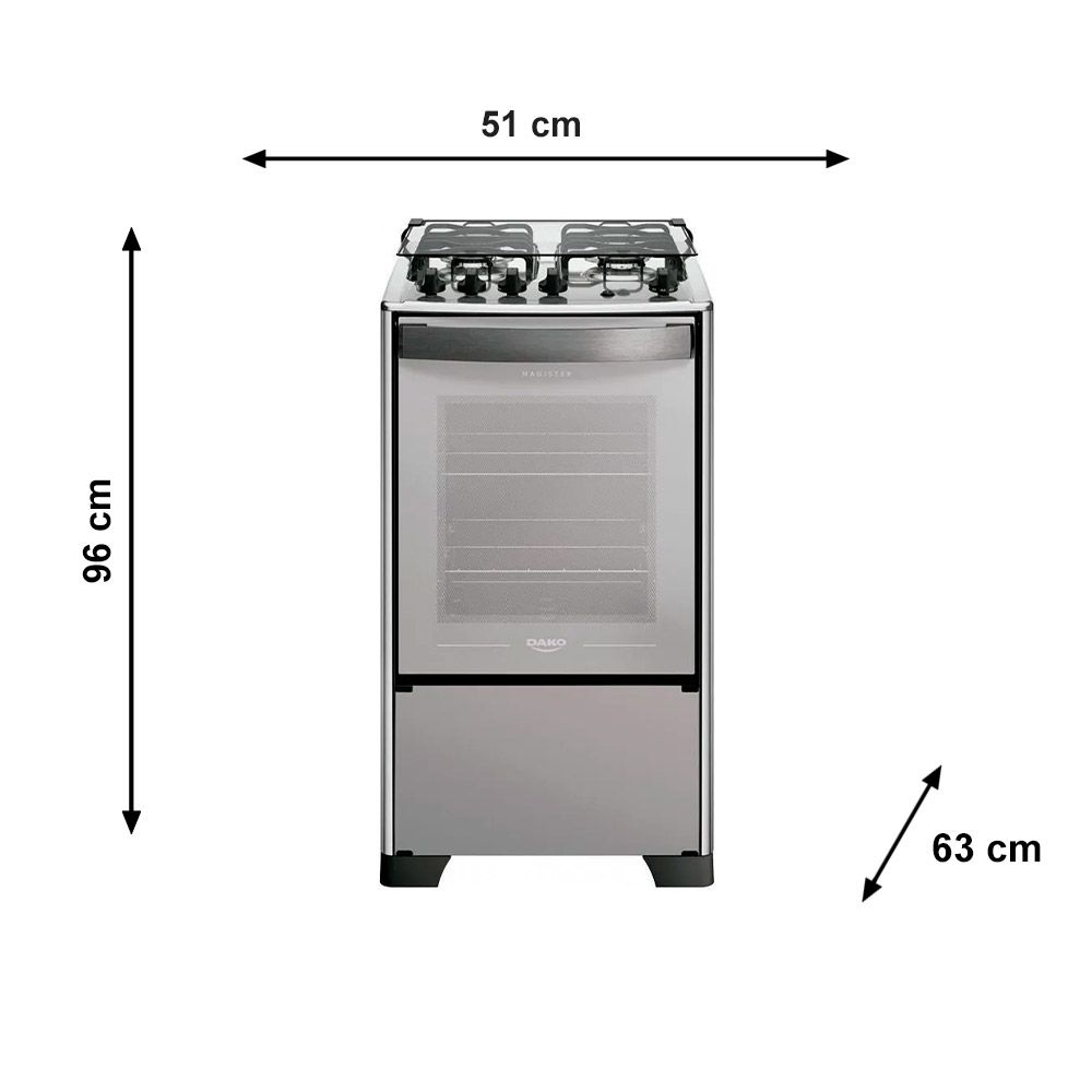 Fogão 4B Magister Tripla Chama Inox Style Dako/Atlas