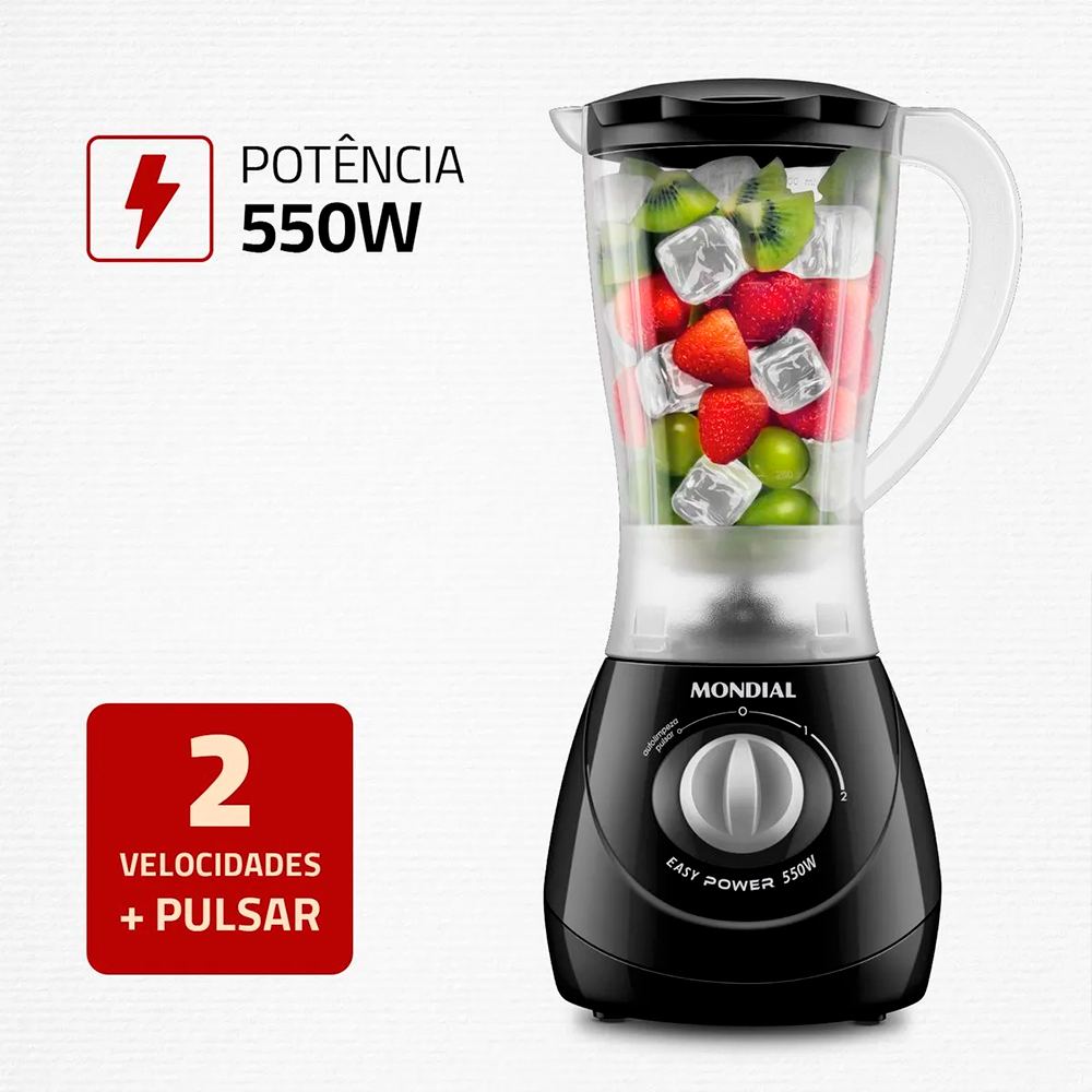Liquidificador 2V Easy Power L-550 550W 220V Preto Mondial 