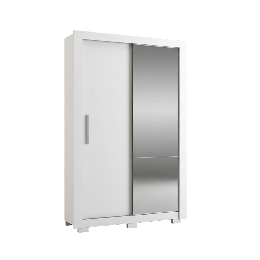 Roupeiro 2 Portas Apollo com Pés e com Espelho Branco Josan