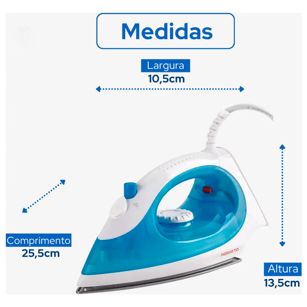 Ferro de Passar Vapore FV-02 220V Branco/Azul Agratto