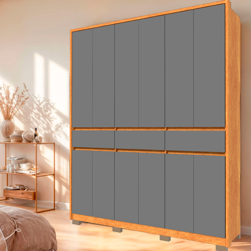 Roupeiro Havana Com Pés Freijo Grafite Avelan