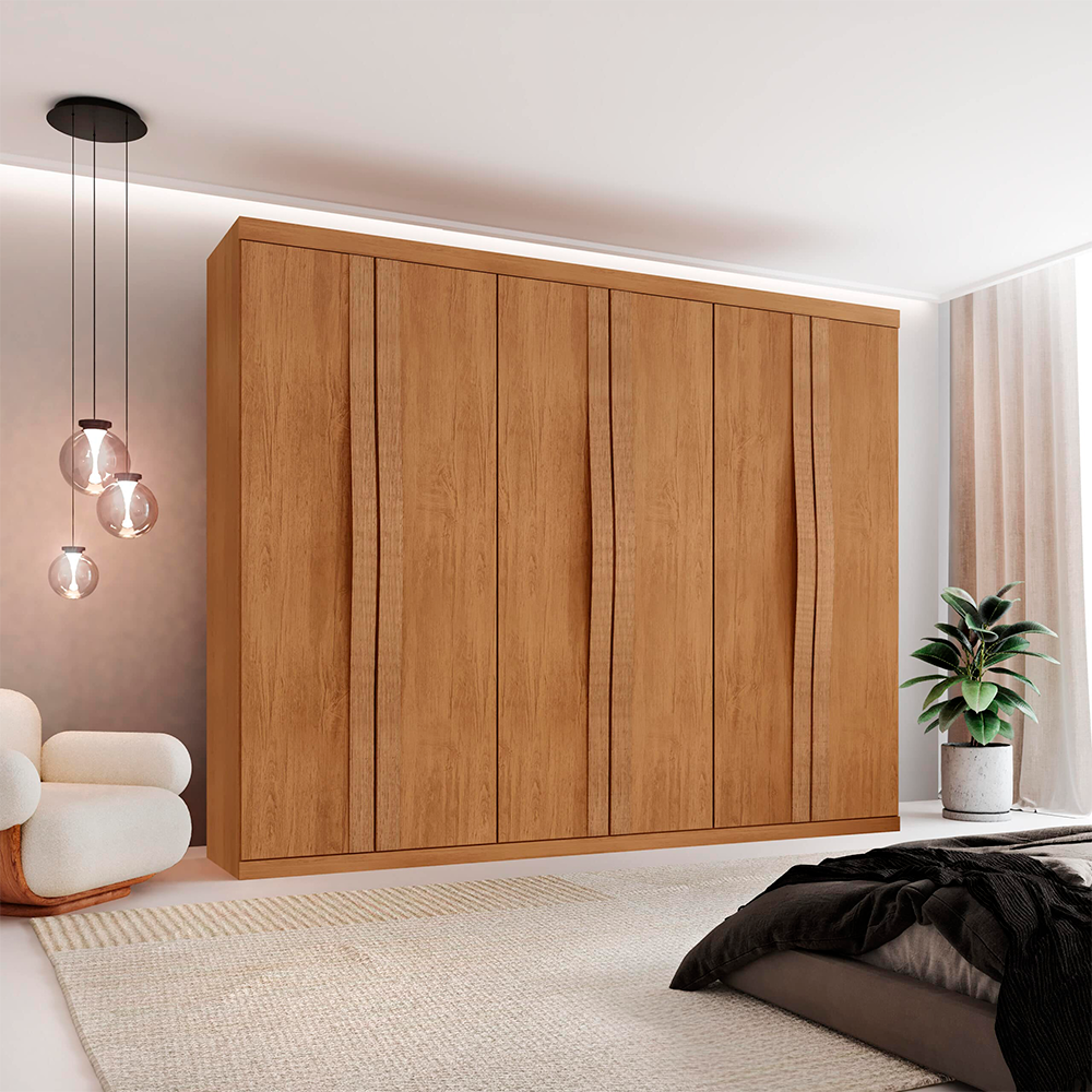 Roupeiro Grecia 6 Portas Nature/Naturale Rufato