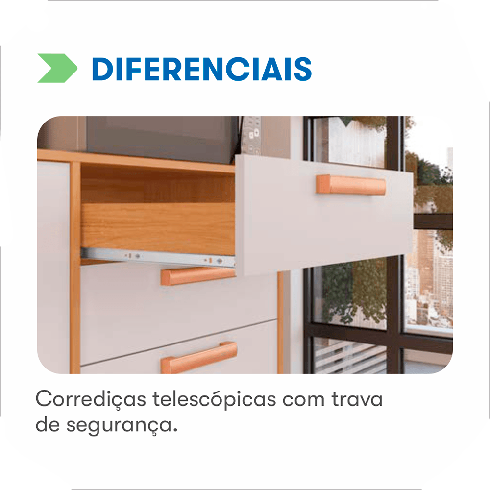 Kit Cozinha Napoles 6 Peças CInamomo/Off  White Itatiaia