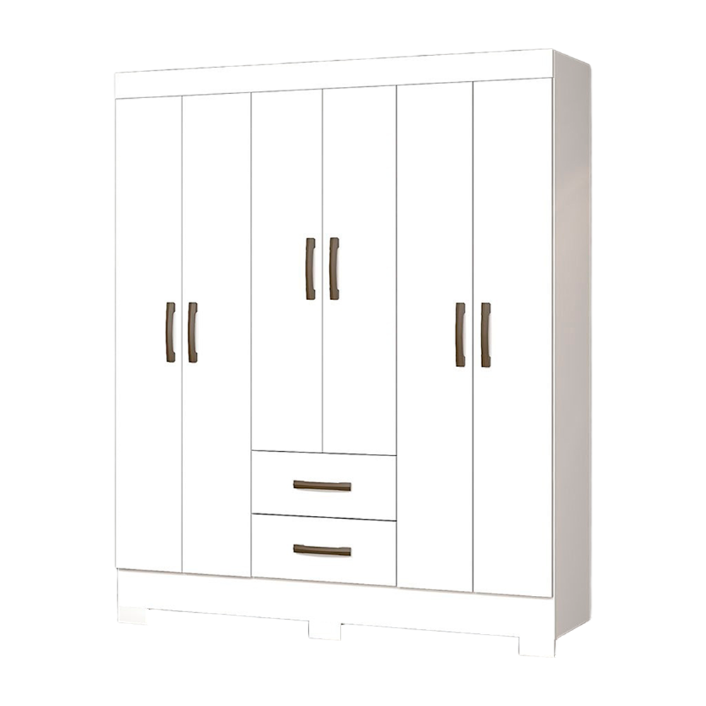 Roupeiro 6 Portas Olimpio com Pé Branco Josan