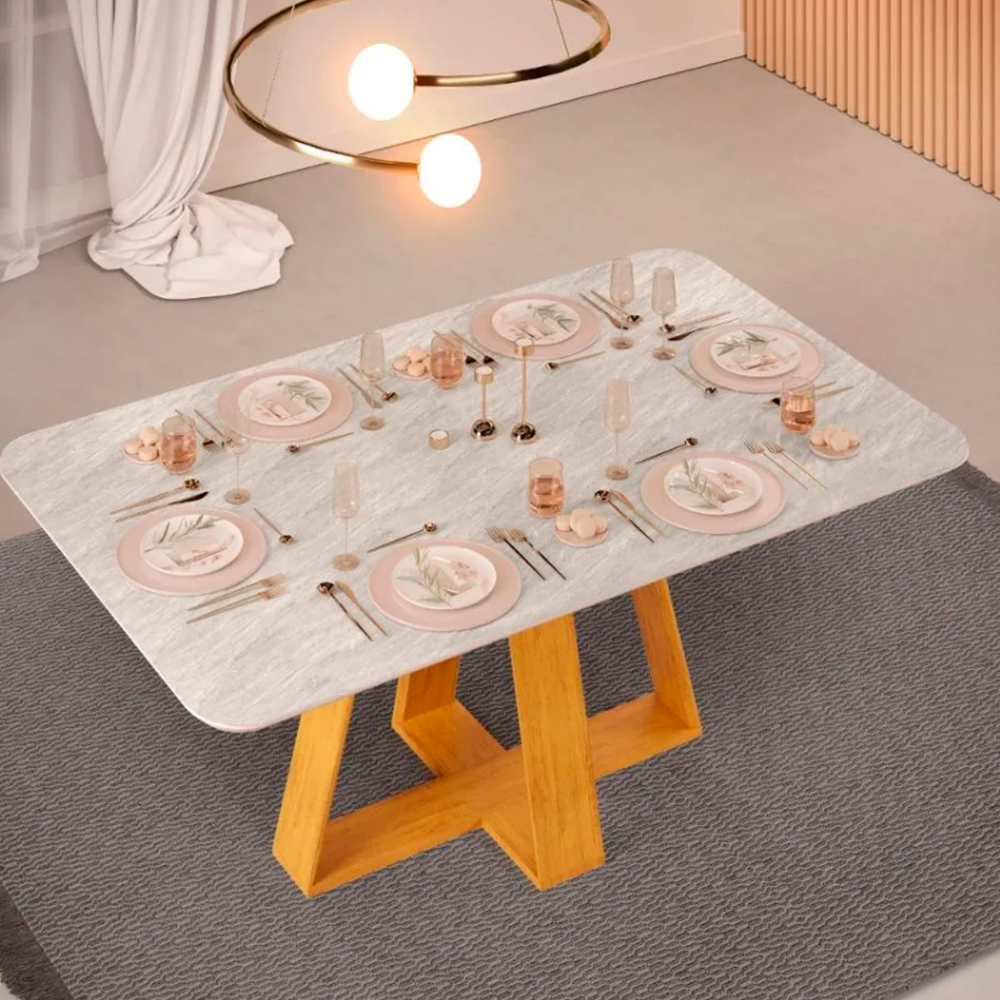 Mesa Celeste Tampo Chanf Cedro/Quartzo DJ Moveis 1/2