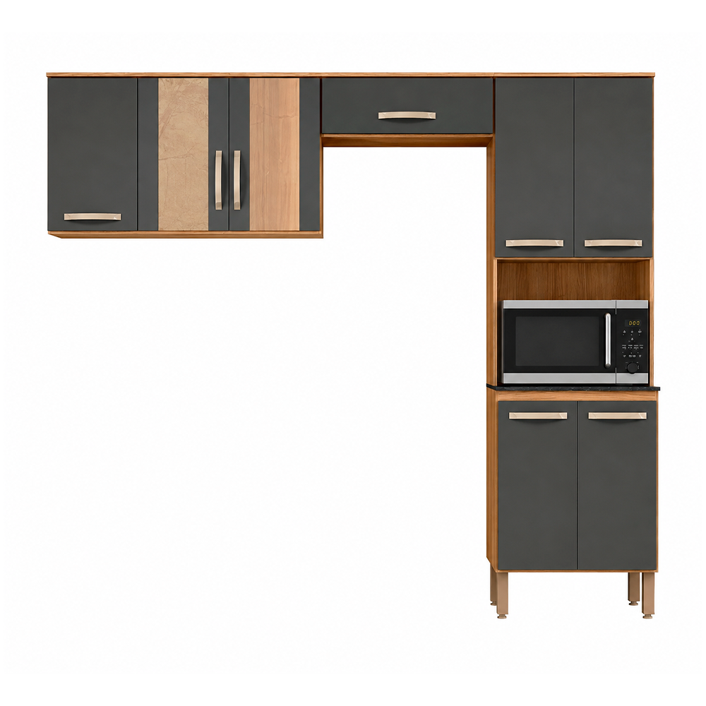 Cozinha Fit Freijo/Chumbo Portas De Vidro Nicioli