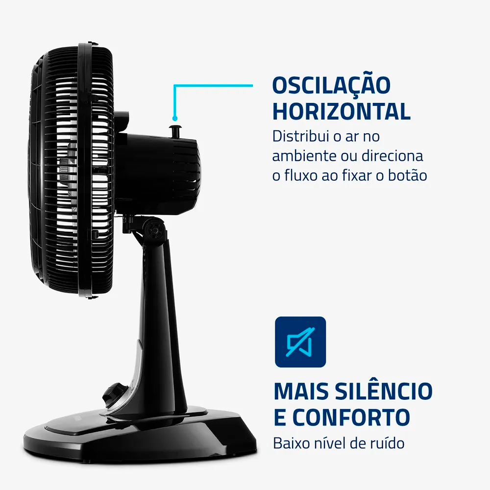 Ventilador 30CM VT-30 Turbo Preto/Prata Mondial