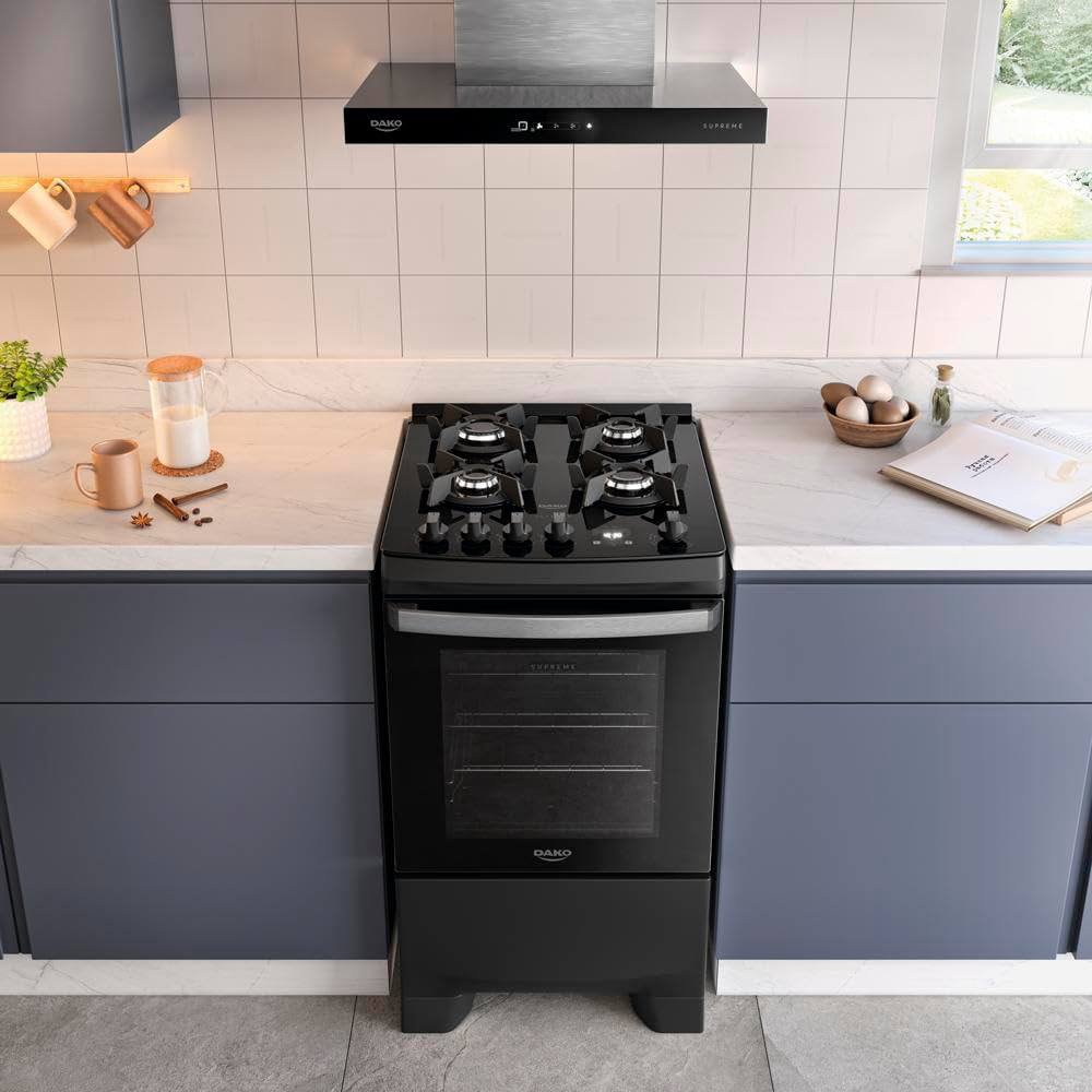 Fogão 4B Supreme Glass Preto Dako/Atlas