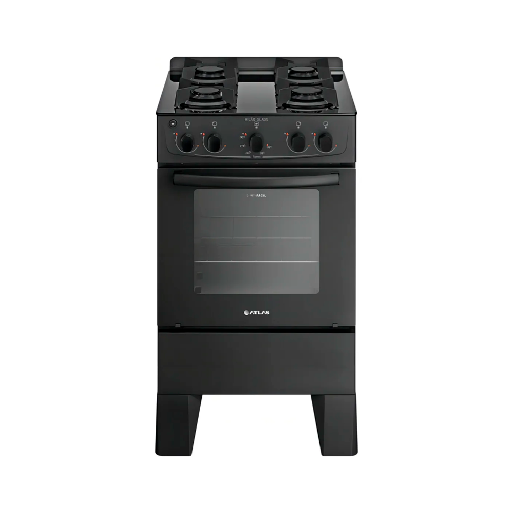 Fogão 4B Milão Glass Preto Atlas