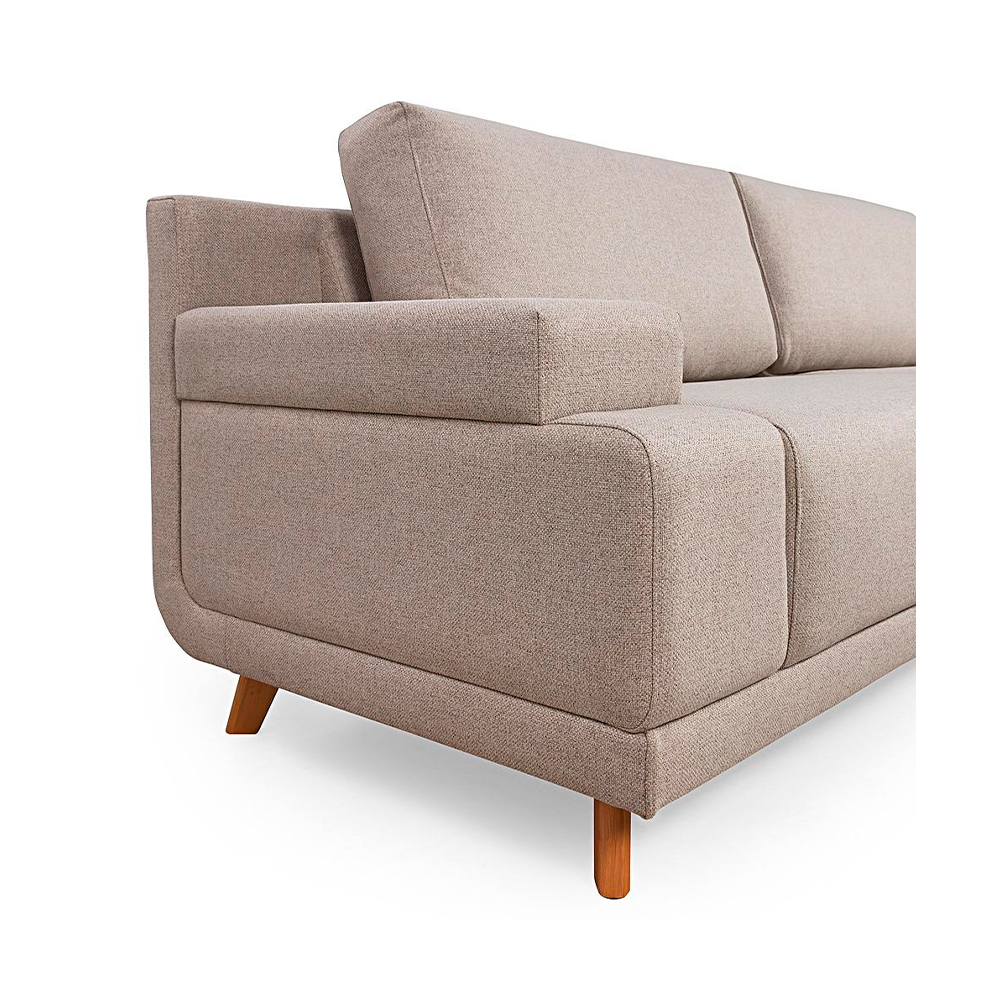 Sofa Roma Chaise Ripado Cinza Primor Estofados