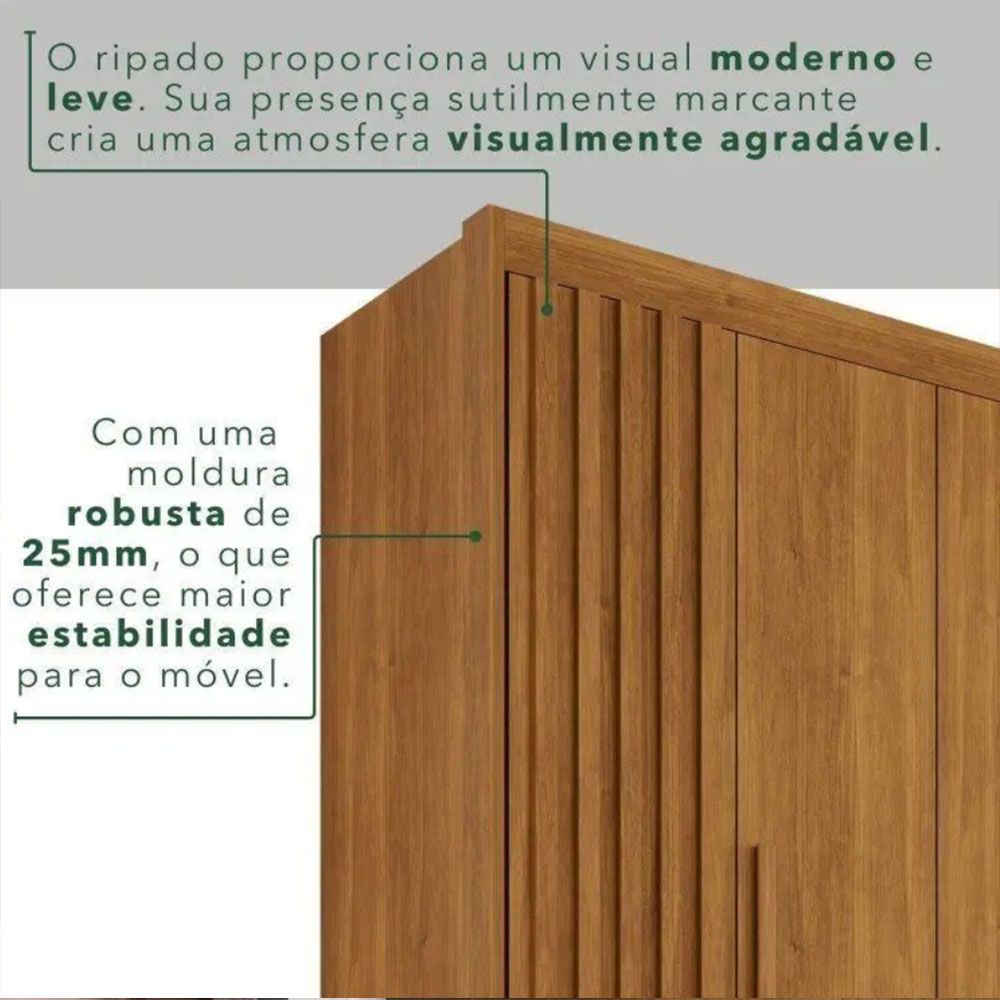 Roupeiro Granada Premium 100% MDF 6 Portas com Pés Salleto