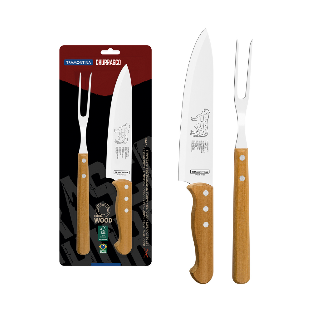 Jogo Trinchante 2 Peças Cabo de Madeira 22399074 Tramontina