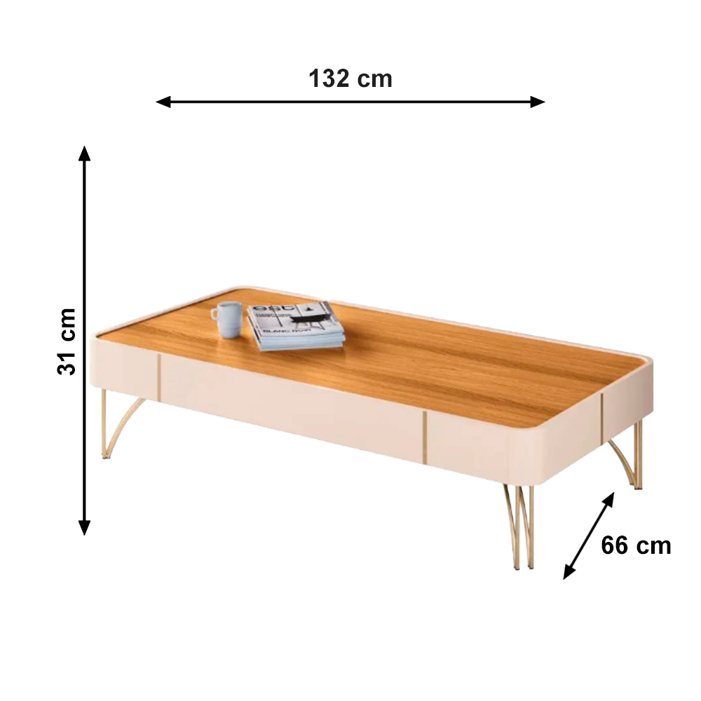 Mesa De Centro Cadenza Off White/Cinamomo HB Moveis