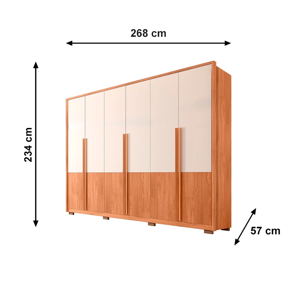 Roupeiro Francis 6 Portas 2.7 Freijo/Off White Caemmun