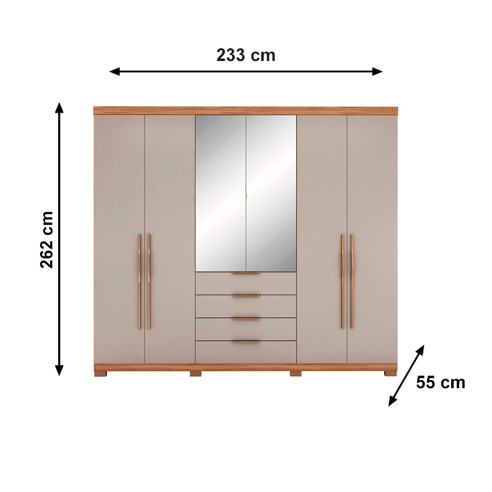 Roupeiro 6 Portas Giardino C/Pés Amendola/Nude Prime TX Demobile
