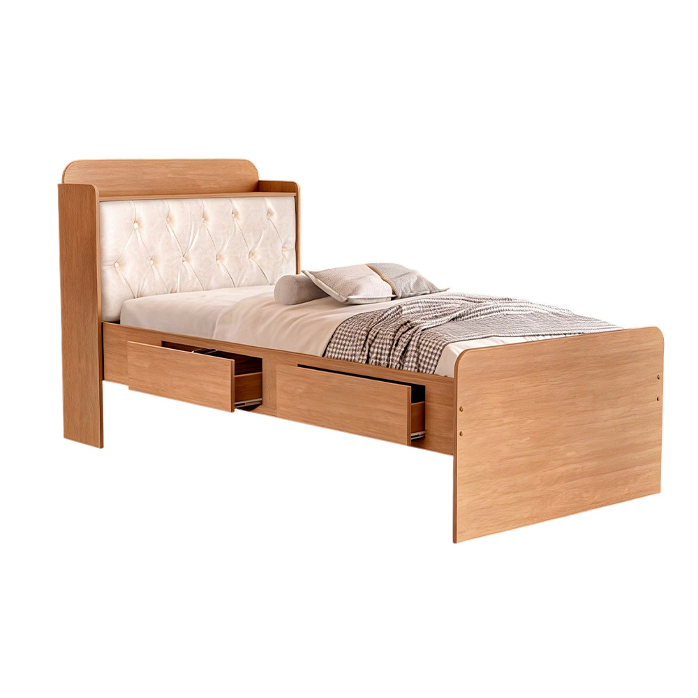 Cama Tamires Bau Castanho Cap Bege Cambel Vj Moveis