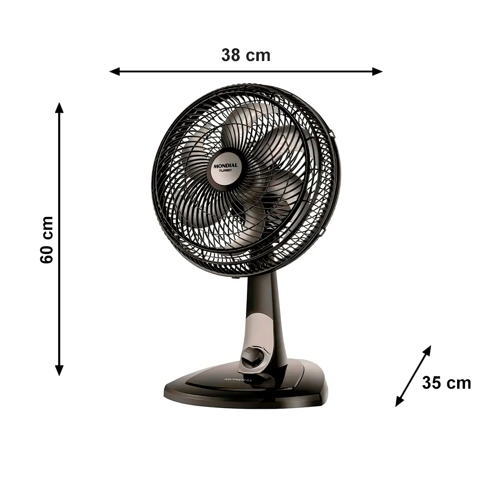 Ventilador 30CM VT-30 Turbo Preto/Prata Mondial