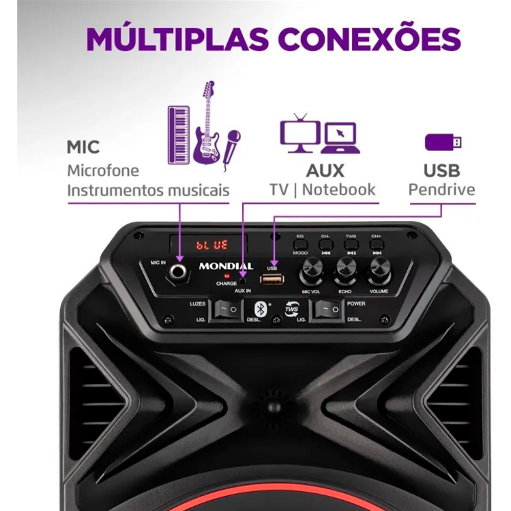Caixa Amplificadora CM-250 Connect Party  Plus 250W C/Bat Mondial