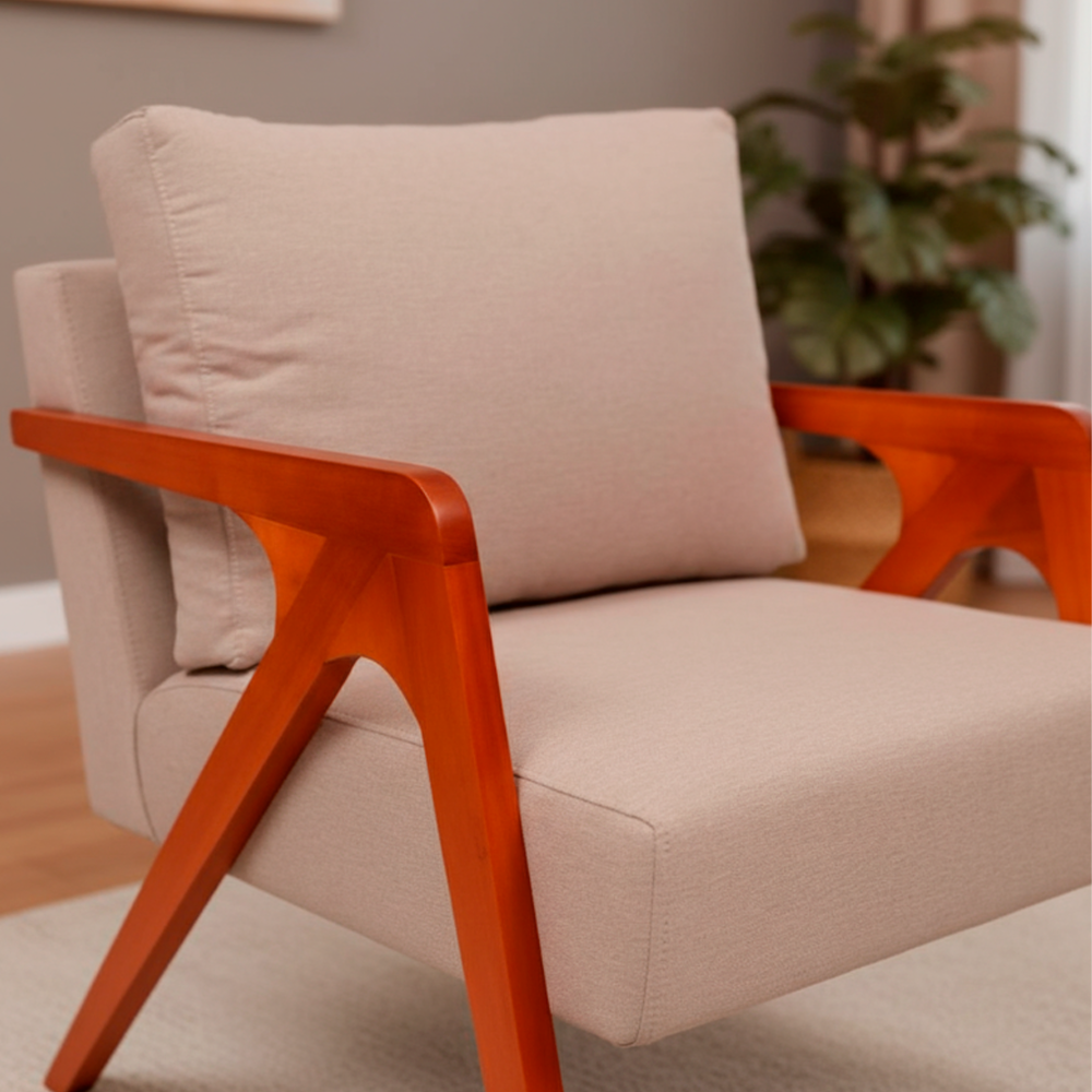Poltrona Topazio Linho Deva Creme Artflex