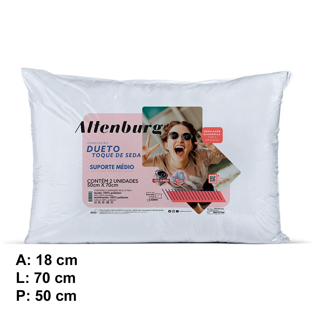 Travesseiro Dueto Toque De Seda 2 EM 1 Branco Altenburg