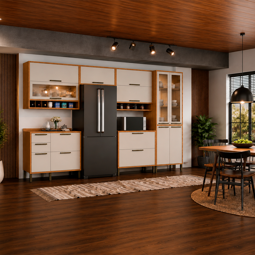 Cozinha Completa 6 Peças Syrah Amêndoa/Off White Rio Doce