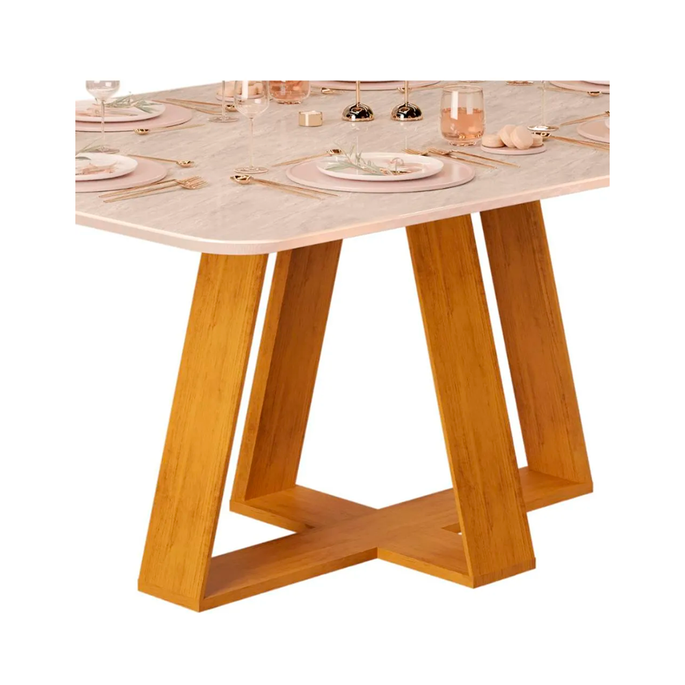 Mesa Celeste Tampo Chanf Cedro/Quartzo DJ Moveis 1/2