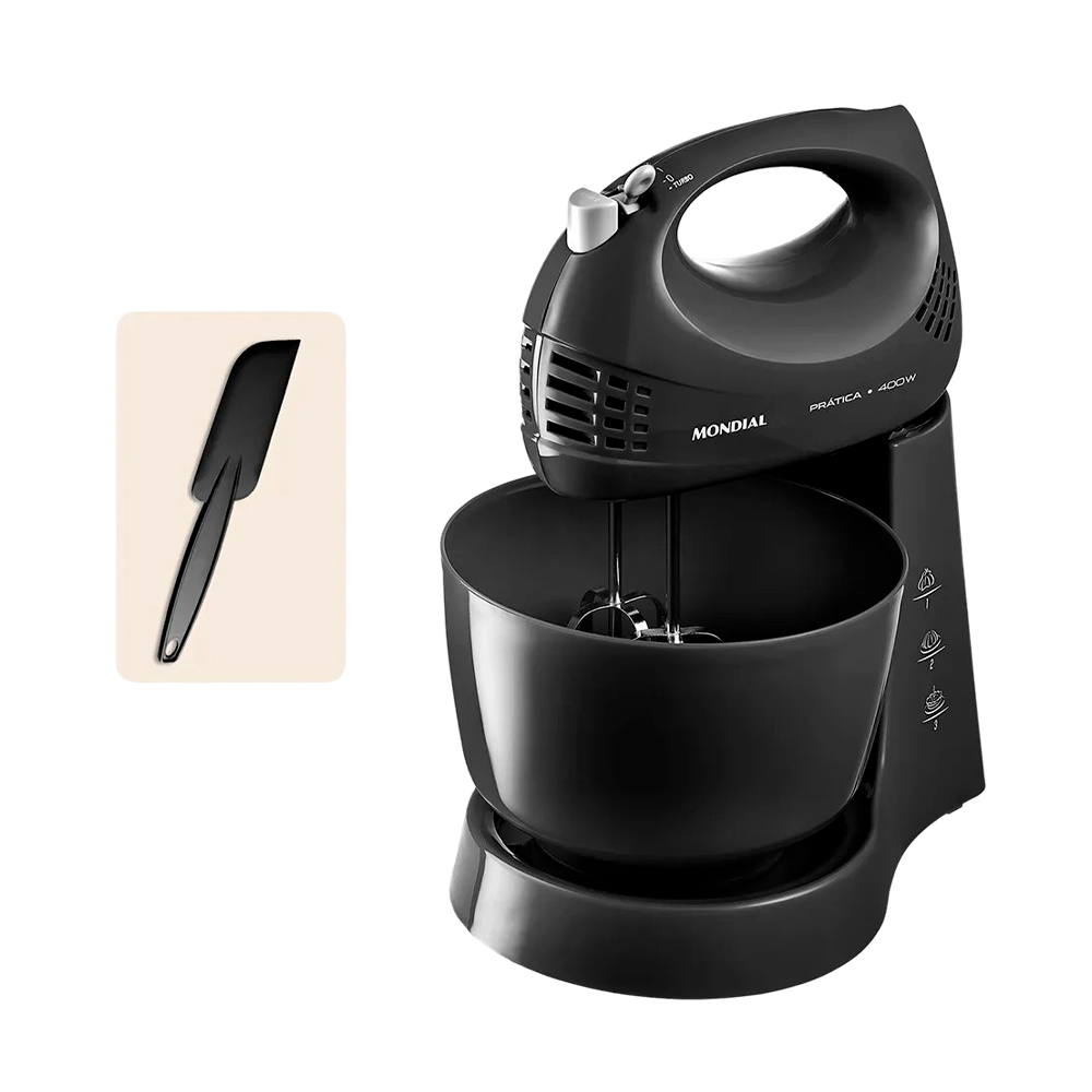 Batedeira 3V B-45 2 Tigelas 400w Preto/Inox Mondial